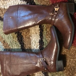 Brown knee high boots